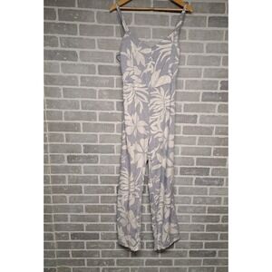 Kiwi + Punch Womens Floral Blue White Straples V-Neck Jumsuit‎ Size Large